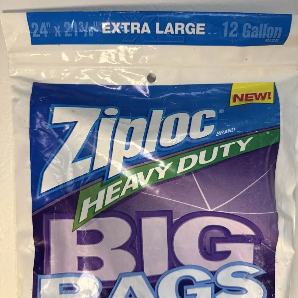 Ziploc Heavy Duty Big Bags 4 Count EXTRA LARGE 12 Gallon- 24” X 21 3/8” New